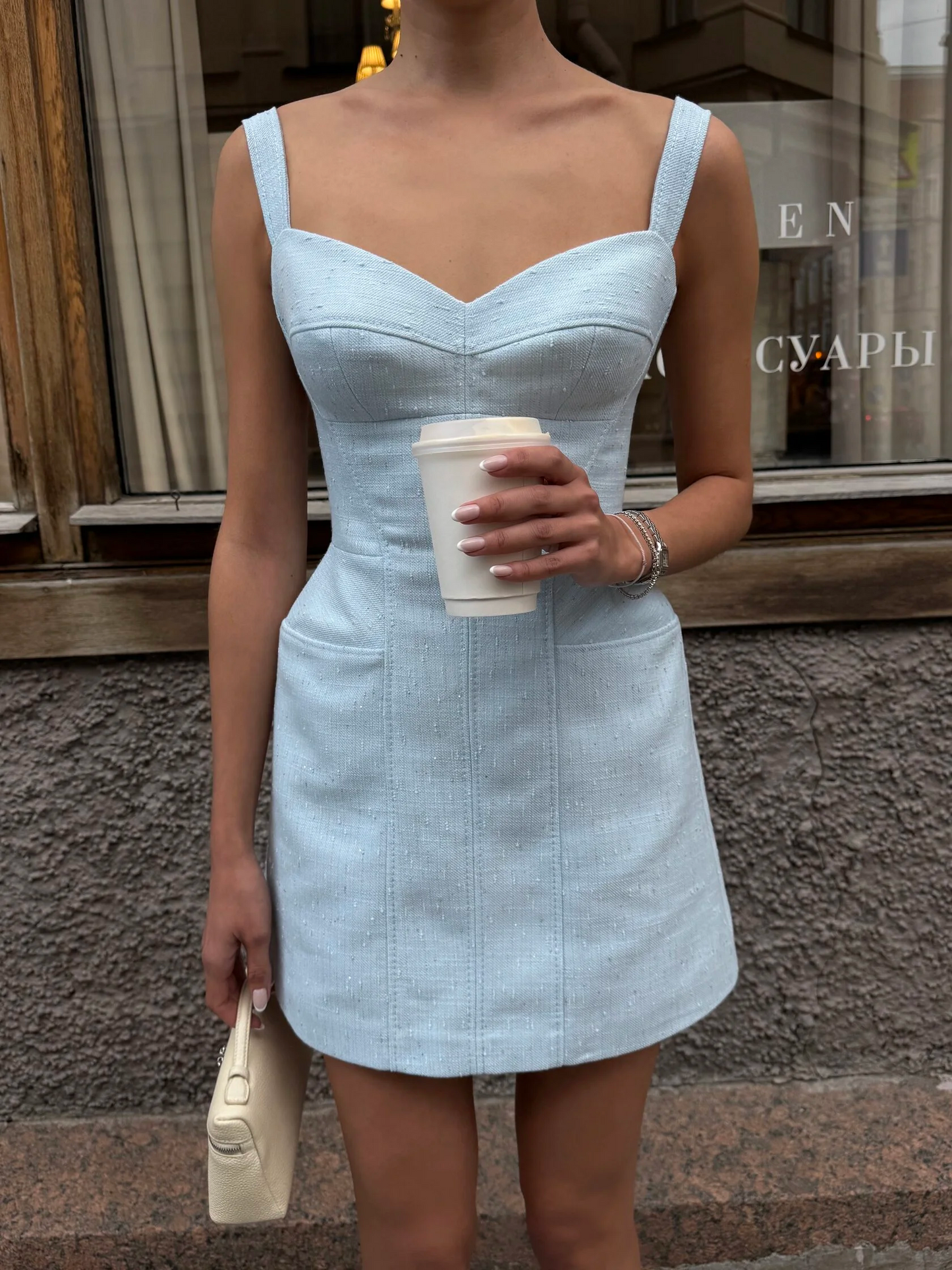 Slip Waist-Defining Mini Dress